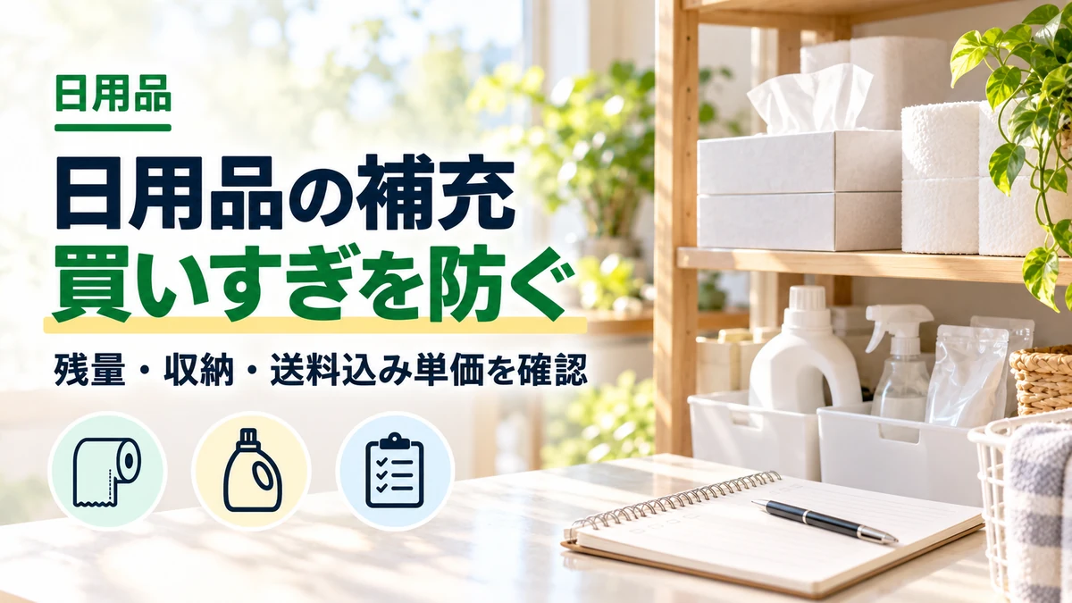日用品の補充の買いすぎを防ぐを紹介するカバー