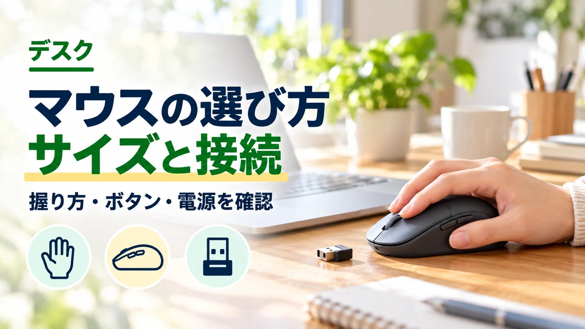 マウスの選び方・サイズと接続のイメージ