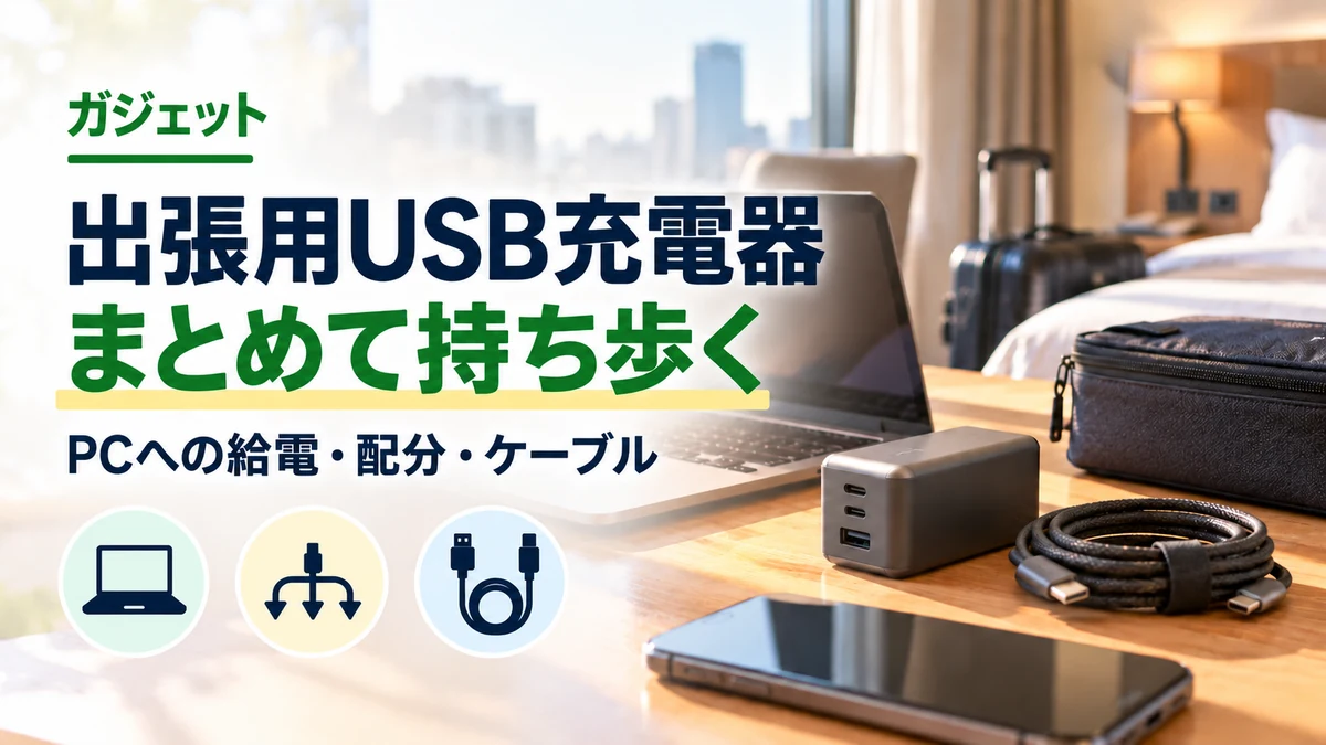 出張用USB充電器・まとめて持ち歩くのイメージ