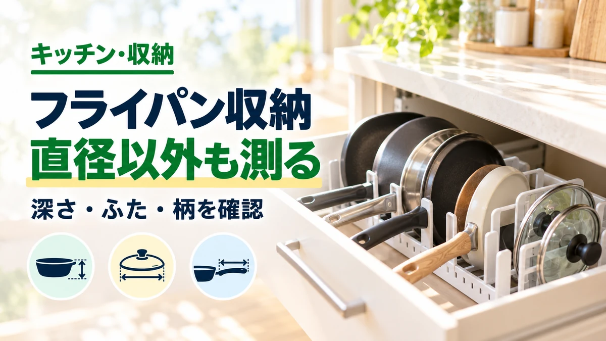 フライパン収納の直径以外も測るを紹介するカバー