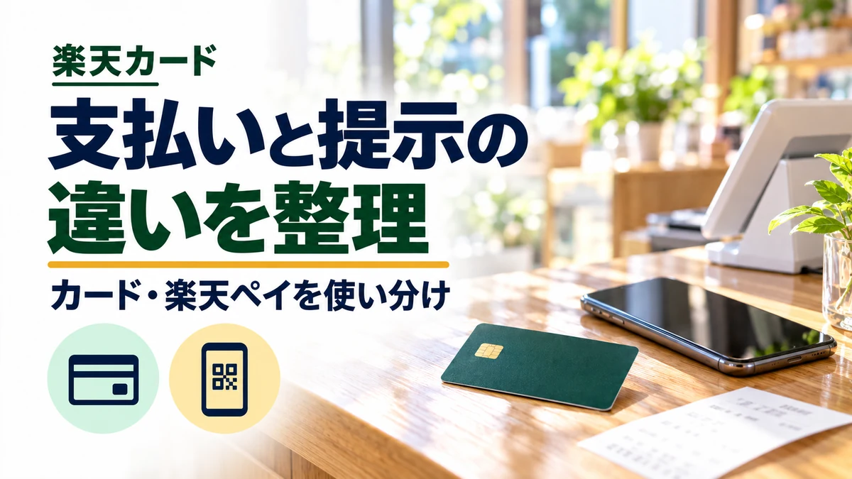 楽天カード・楽天ペイ・ポイントカードの違い｜支払いと提示のイメージ