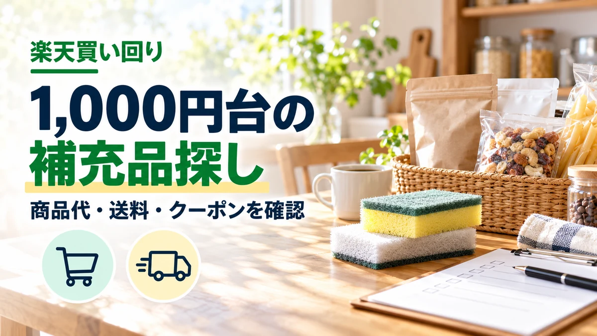 楽天買い回り 1,000円台の商品候補｜送料・クーポン後も確認のイメージ