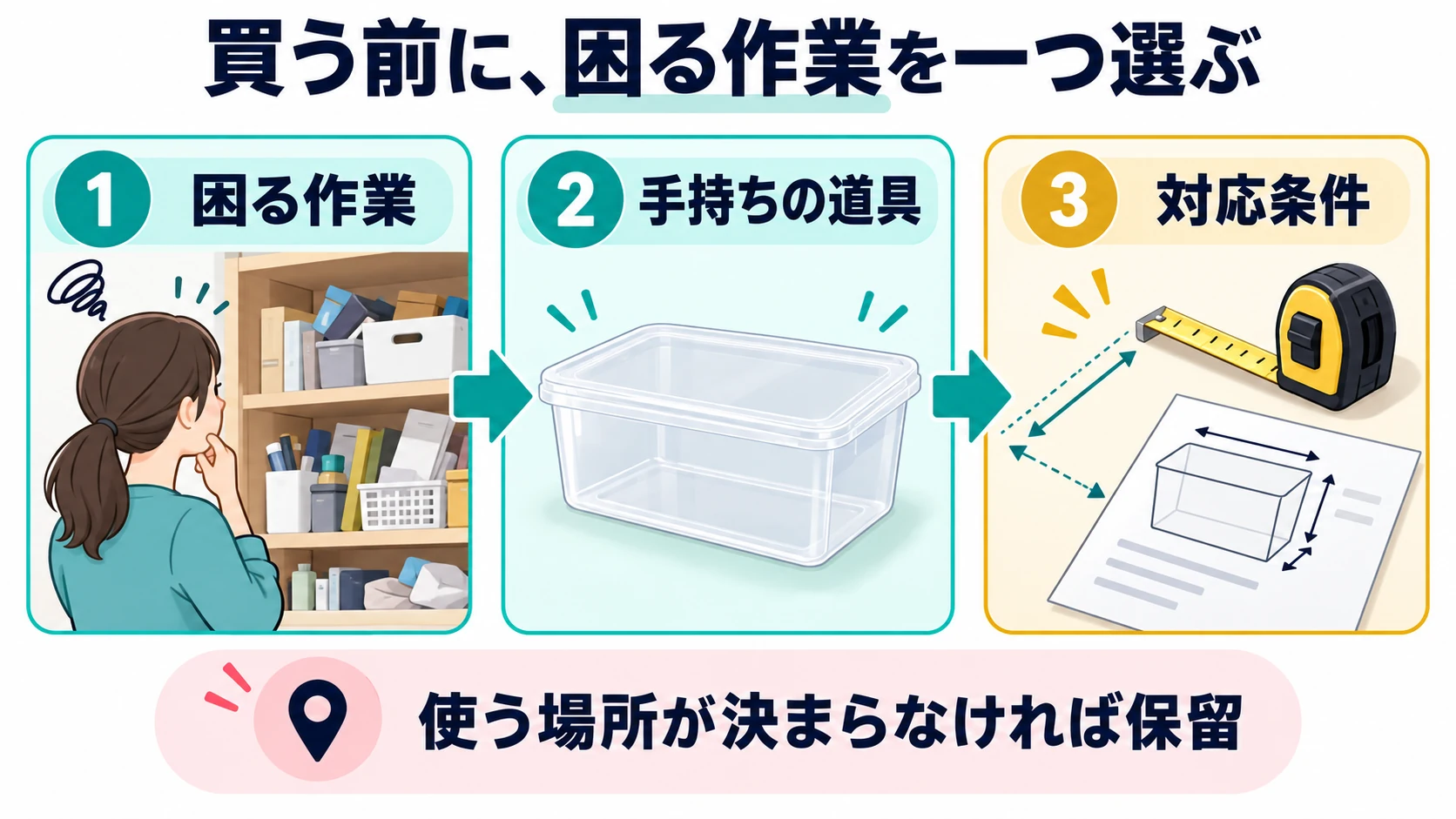 買う前に、困る作業を一つ選ぶ