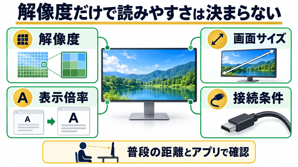 解像度だけで読みやすさは決まらないの図解