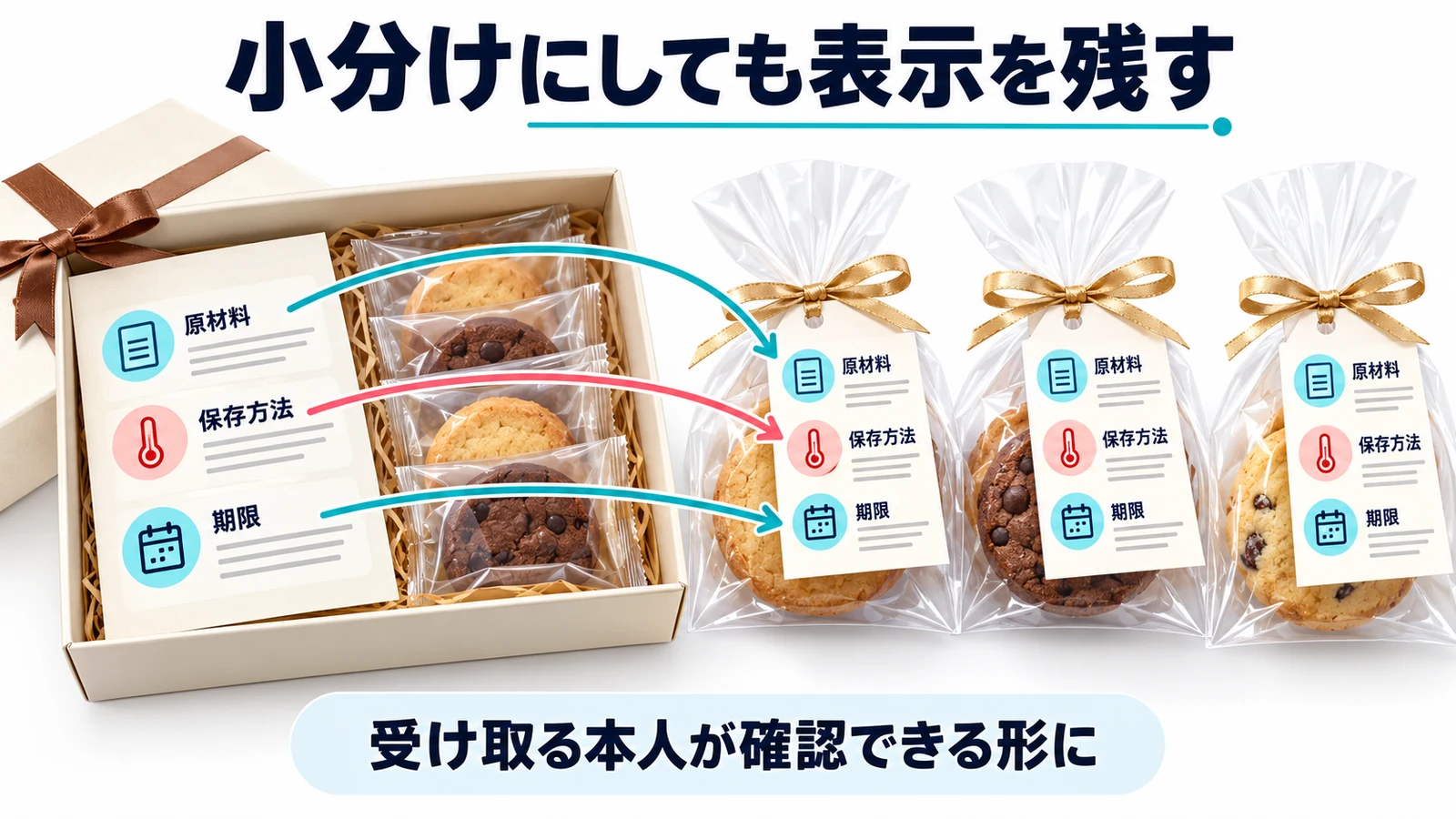 小分けにしても表示を残す