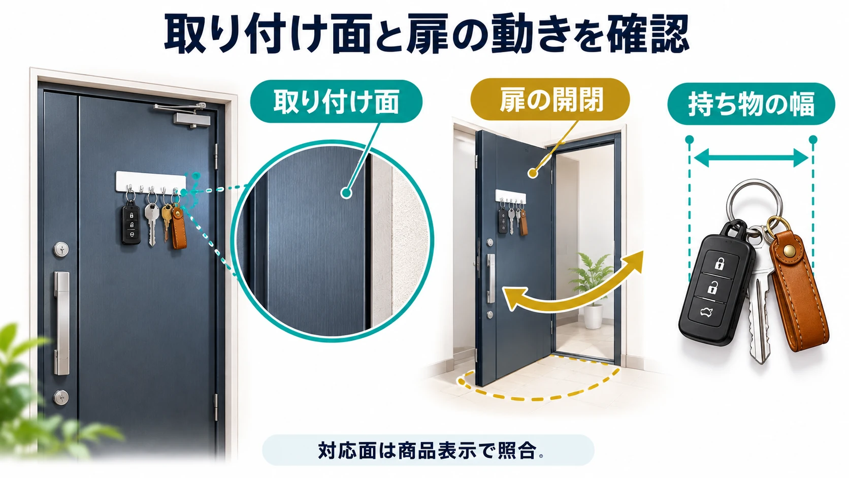 取り付け面と扉の動きを確認