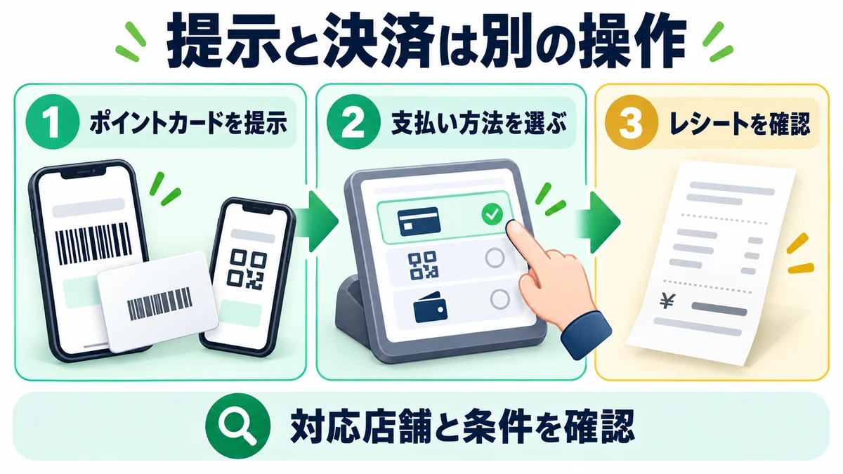 提示と決済は別の操作を説明する図