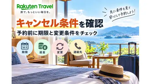 楽天トラベルのキャンセル条件確認バナー